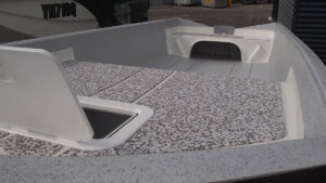 Sea Dek, front hatch, casting decks and rod holders standard